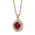 LUXURIANT - AAA Lab Grown Rubin, Weißer Zirkon Schmuckset ca. 50 cm 925 Silber 750 Gelbgold vermeil ca. 2,86 ct.