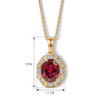 LUXURIANT - AAA Lab Grown Rubin, Weißer Zirkon Schmuckset ca. 50 cm 925 Silber 750 Gelbgold vermeil ca. 2,86 ct.