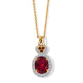 LUXURIANT - AAA Lab Grown Rubin, Mosambik Granat Schmuckset ca. 50 cm 925 Silber Gold ca. 3.19 ct