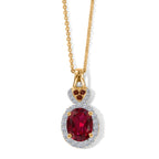 LUXURIANT - AAA Lab Grown Rubin, Mosambik Granat Schmuckset ca. 50 cm 925 Silber Gold ca. 3.19 ct