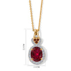 LUXURIANT - AAA Lab Grown Rubin, Mosambik Granat Schmuckset ca. 50 cm 925 Silber Gold ca. 3.19 ct