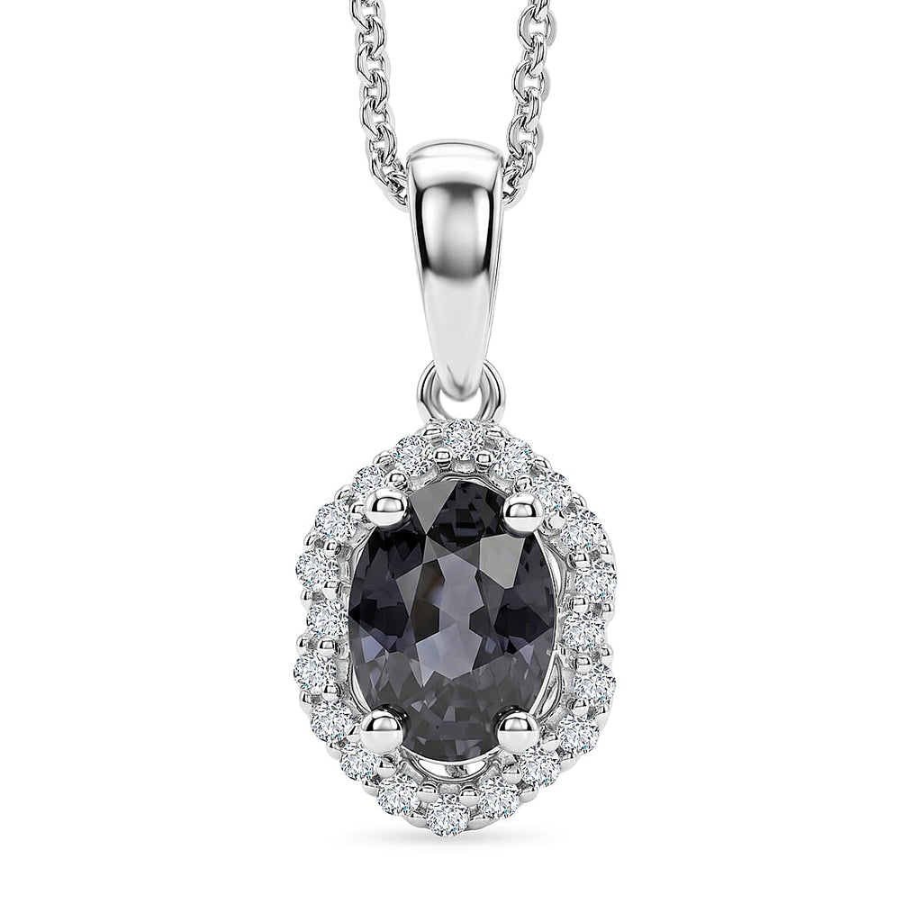 D'Joy AA Platin-Spinell, Moissanit AGI zertifiziert Schmuckset ca. 45 cm 925 Silber Rhodiniert ca. 1,08 ct.