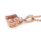 LUXURIANT DIAMOND - AA Rosa Morganit, Lab Grown Diamant Schmuckset ca. 50 cm 925 Silber 750 Roségold vermeil ca. 1,80 ct.