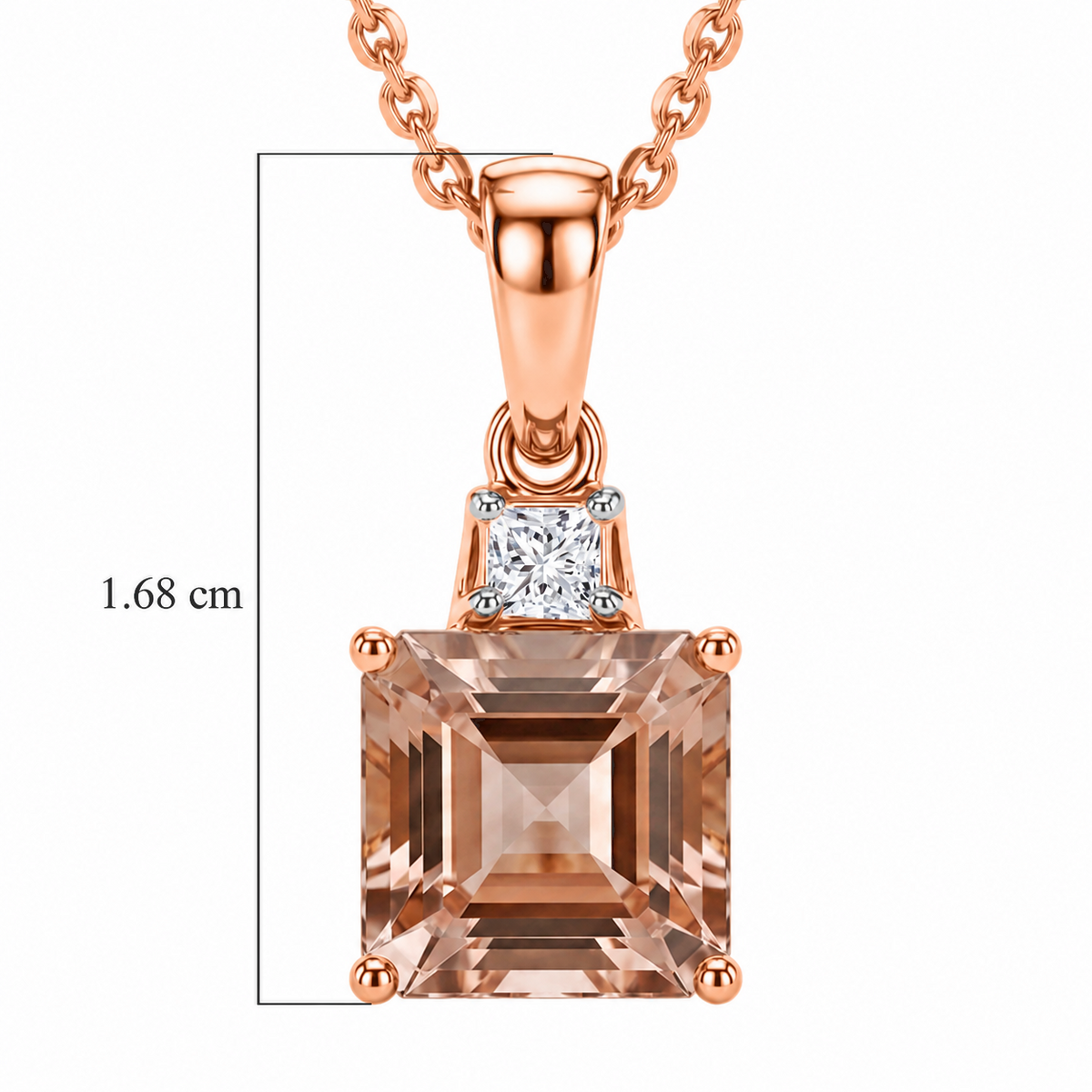 LUXURIANT DIAMOND - AA Rosa Morganit, Lab Grown Diamant Schmuckset ca. 50 cm 925 Silber 750 Roségold vermeil ca. 1,80 ct.