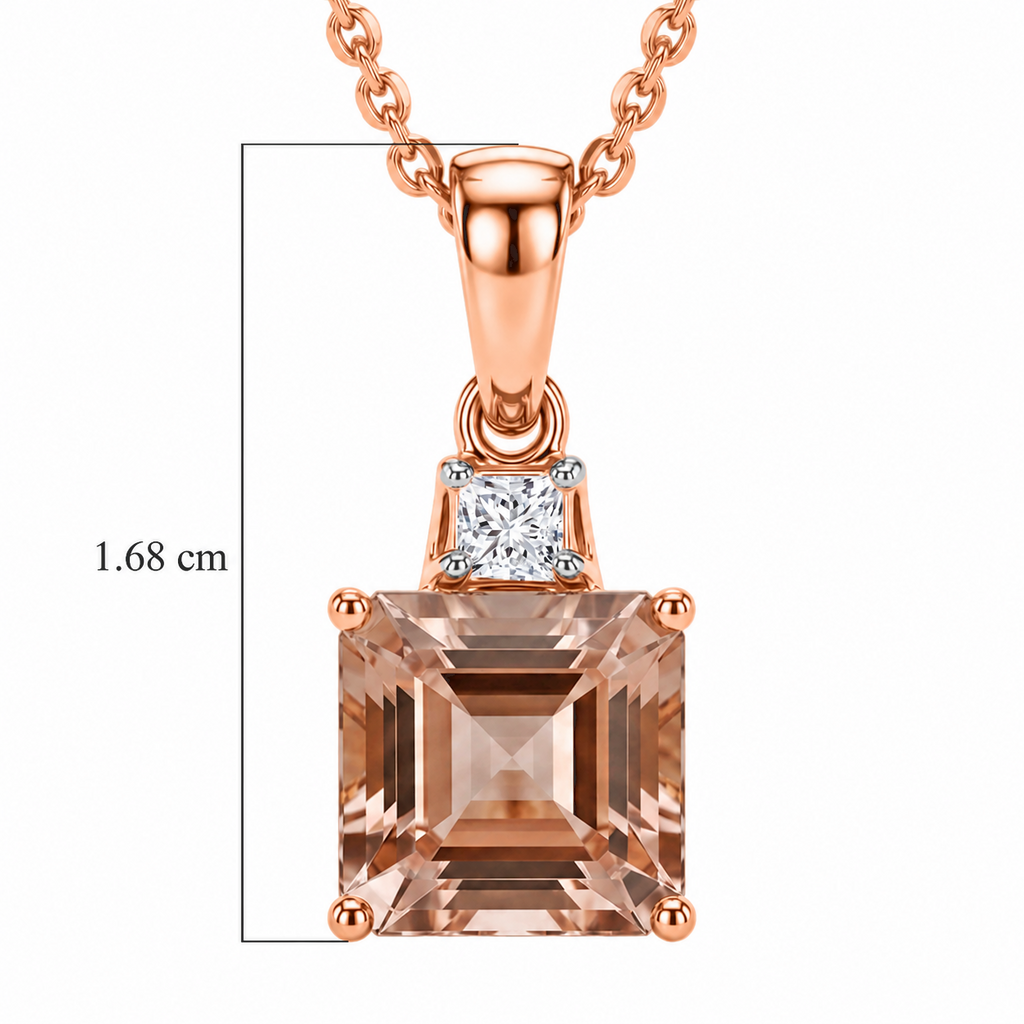 LUXURIANT DIAMOND - AA Rosa Morganit, Lab Grown Diamant Schmuckset ca. 50 cm 925 Silber 750 Roségold vermeil ca. 1,80 ct.