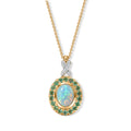 D'Joy AAA Natürlicher, äthiopischer Welo Opal, Kagem Sambischer Smaragd Schmuckset ca. 50 cm 925 Silber 585 Vergoldet ca. 1,86 ct.