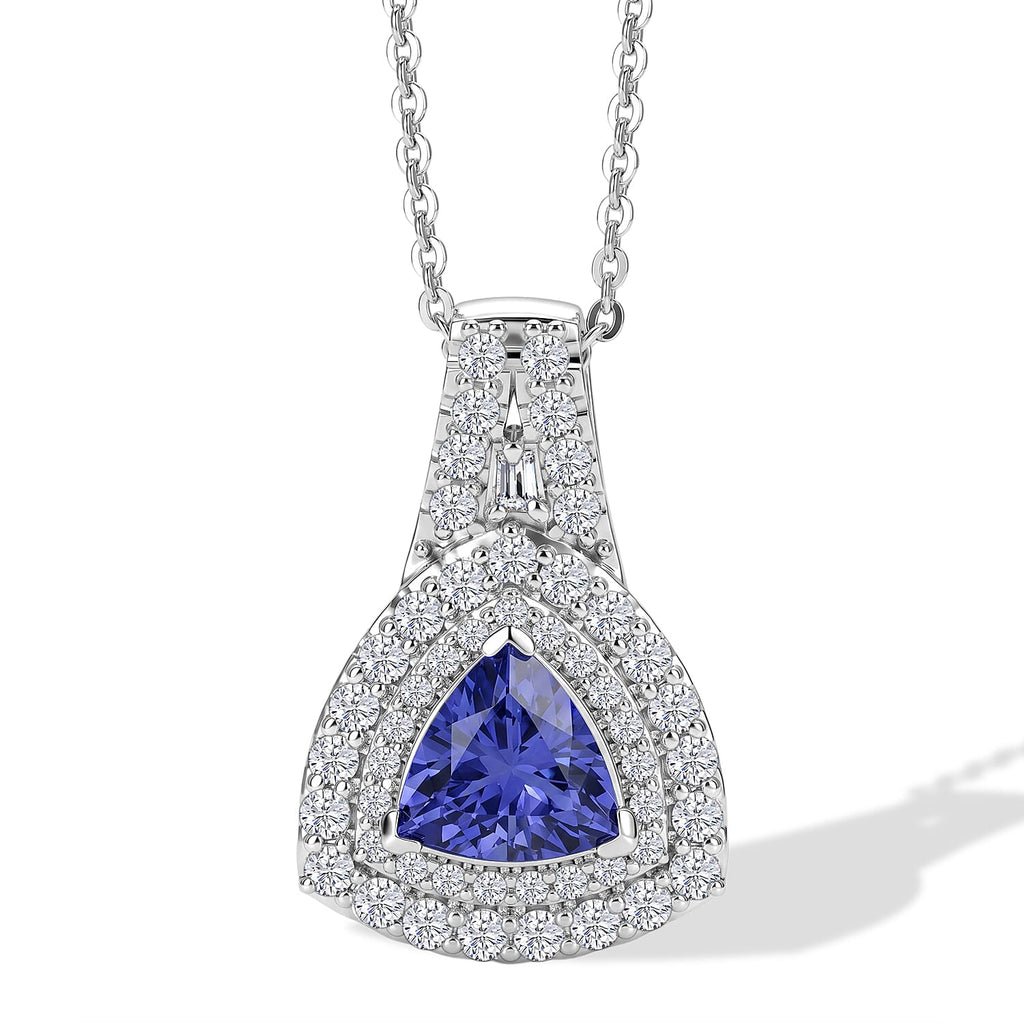 D'Joy AA Tansanit, Moissanit AGI zertifiziert Schmuckset ca. 45 cm 925 Silber Rhodiniert ca. 1,75 ct.