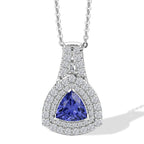 D'Joy AA Tansanit, Moissanit AGI zertifiziert Schmuckset ca. 45 cm 925 Silber Rhodiniert ca. 1,75 ct.