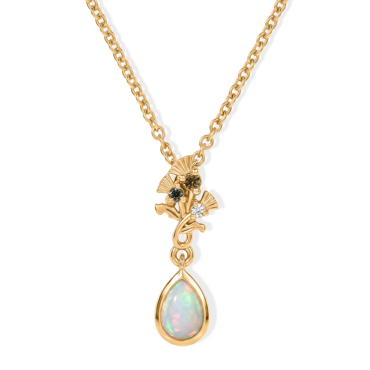 EVER TRUE AA Natürlicher, äthiopischer Welo Opal, Gelber Saphir Schmuckset ca. 50 cm ca. 0,58 ct.