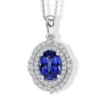 D'Joy AA Tansanit, Moissanit AGI zertifiziert Schmuckset ca. 45 cm 925 Silber Rhodiniert ca. 1,99 ct.