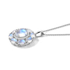 D'Joy Regenbogen Mondstein Schmuckset ca. 50 cm 925 Silber Rhodiniert ca. 6,97 ct.