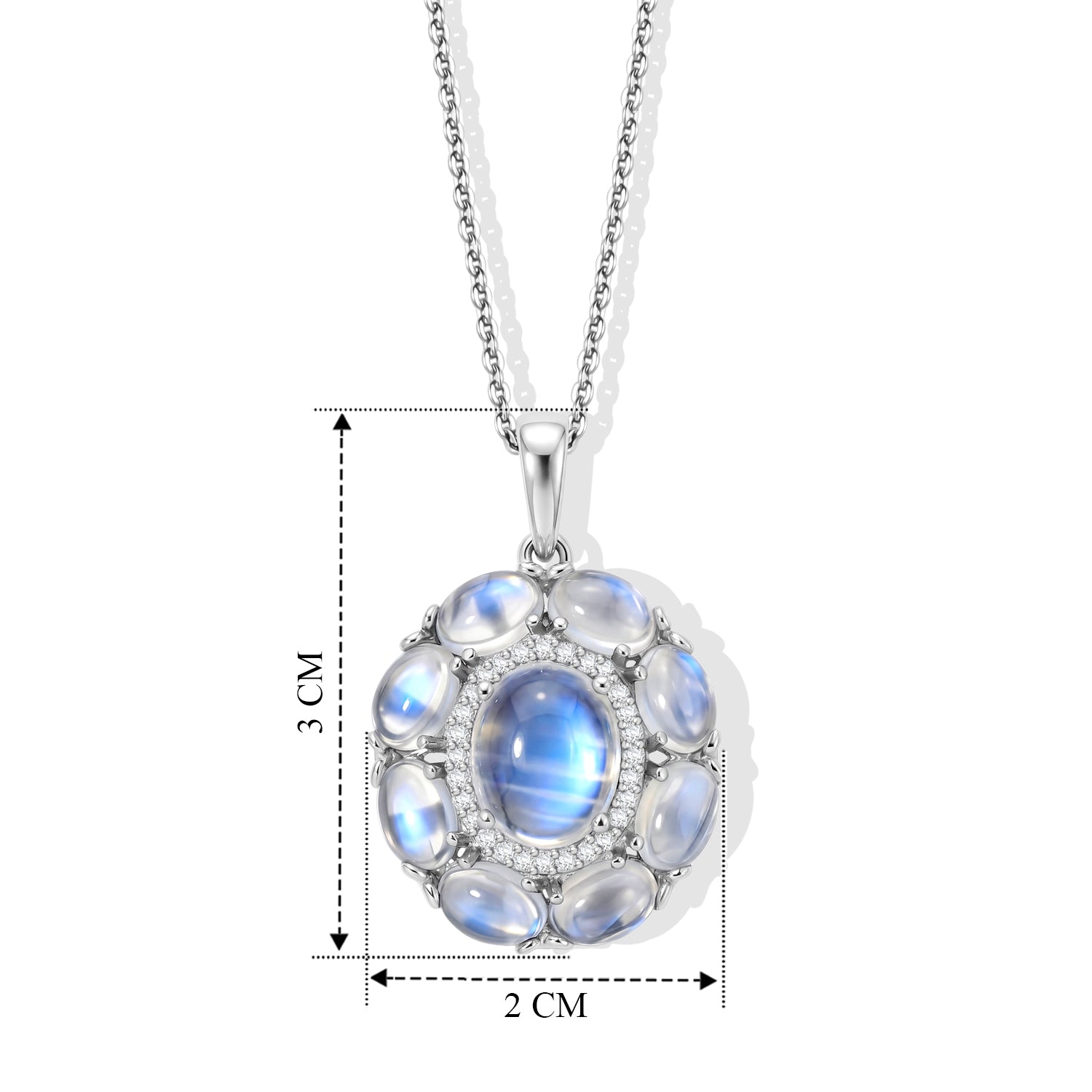 D'Joy Regenbogen Mondstein Schmuckset ca. 50 cm 925 Silber Rhodiniert ca. 6,97 ct.