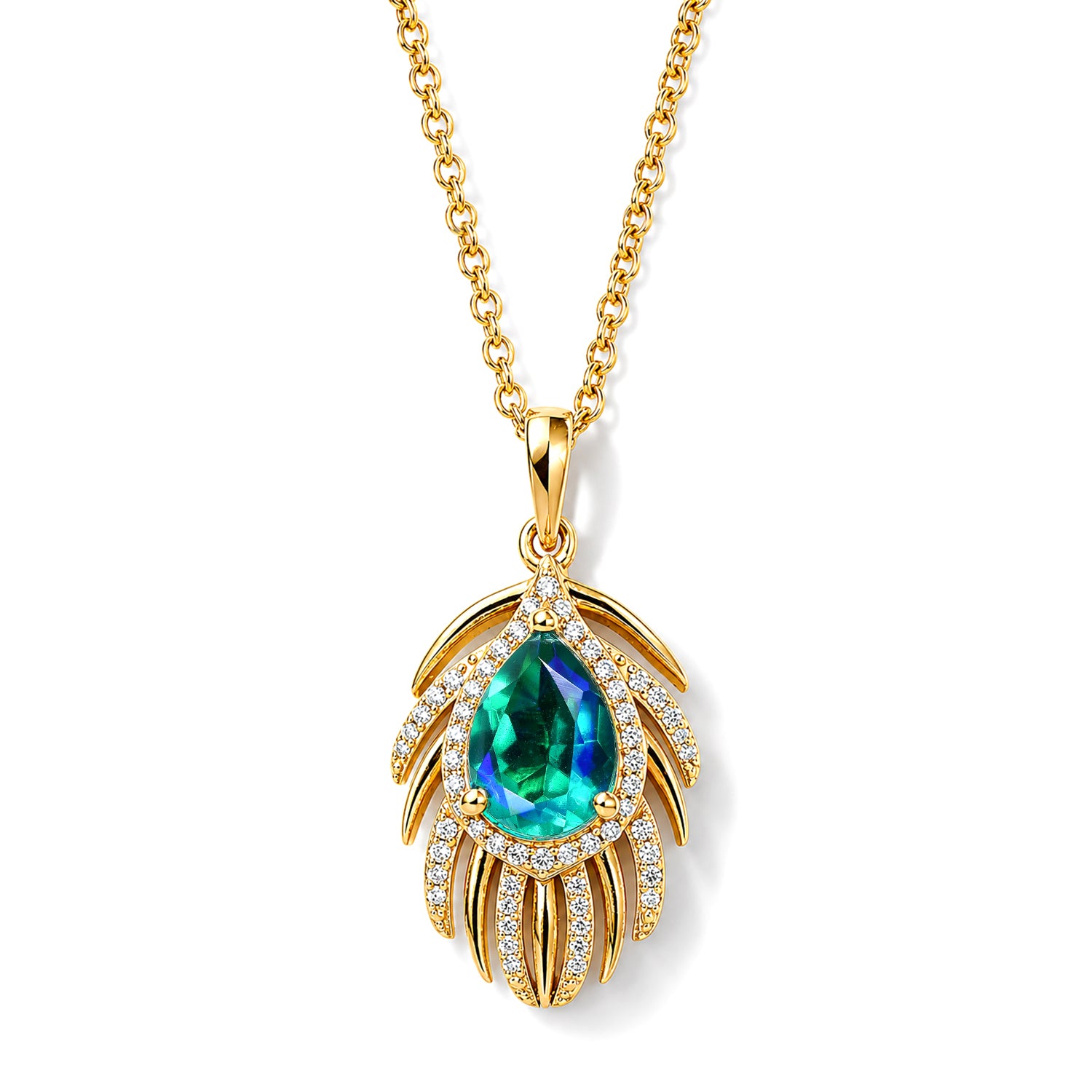 EVER TRUE Pfau Quarz Triplette, Weißer Zirkon Schmuckset ca. 50 cm ca. 2,56 ct.