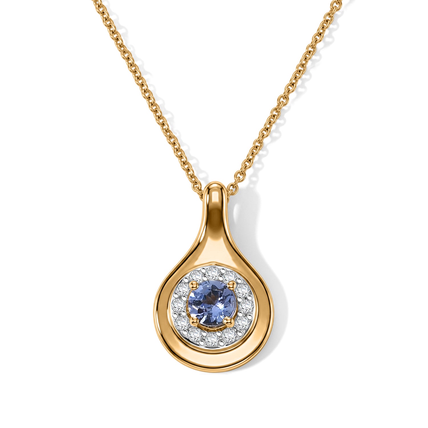 D'Joy AA Tansanit, Weißer Zirkon Schmuckset ca. 50 cm 925 Silber Gold ca. 0,43 ct.
