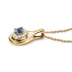 D'Joy AA Tansanit, Weißer Zirkon Schmuckset ca. 50 cm 925 Silber Gold ca. 0,43 ct.