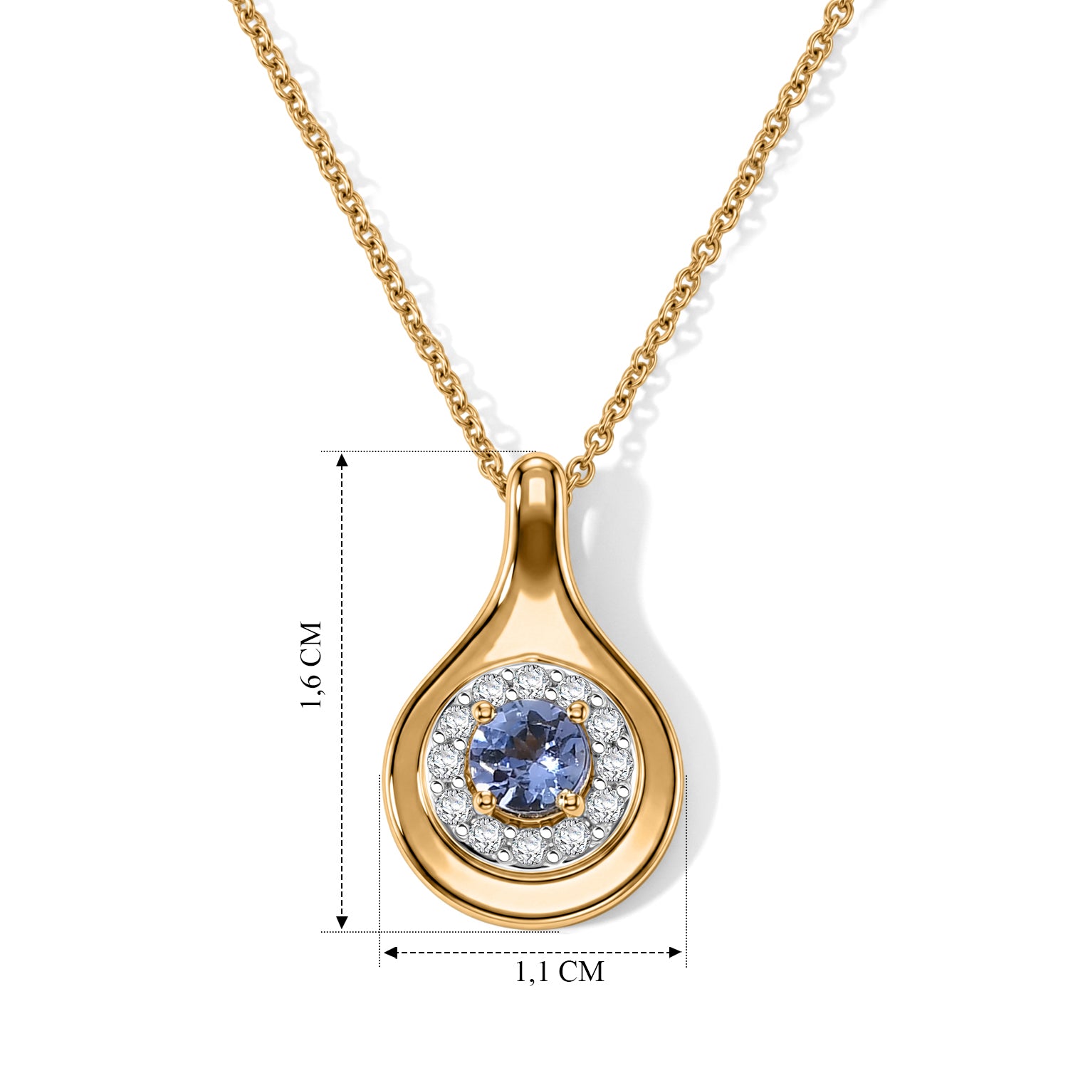D'Joy AA Tansanit, Weißer Zirkon Schmuckset ca. 50 cm 925 Silber Gold ca. 0,43 ct.