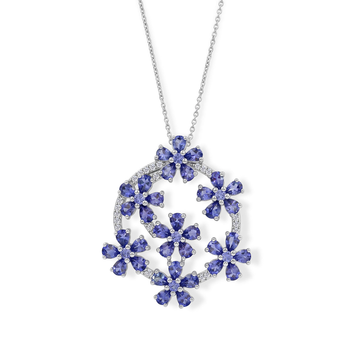 D'Joy Tansanit Schmuckset ca. 50 cm 925 Silber Rhodiniert ca. 6.01 ct