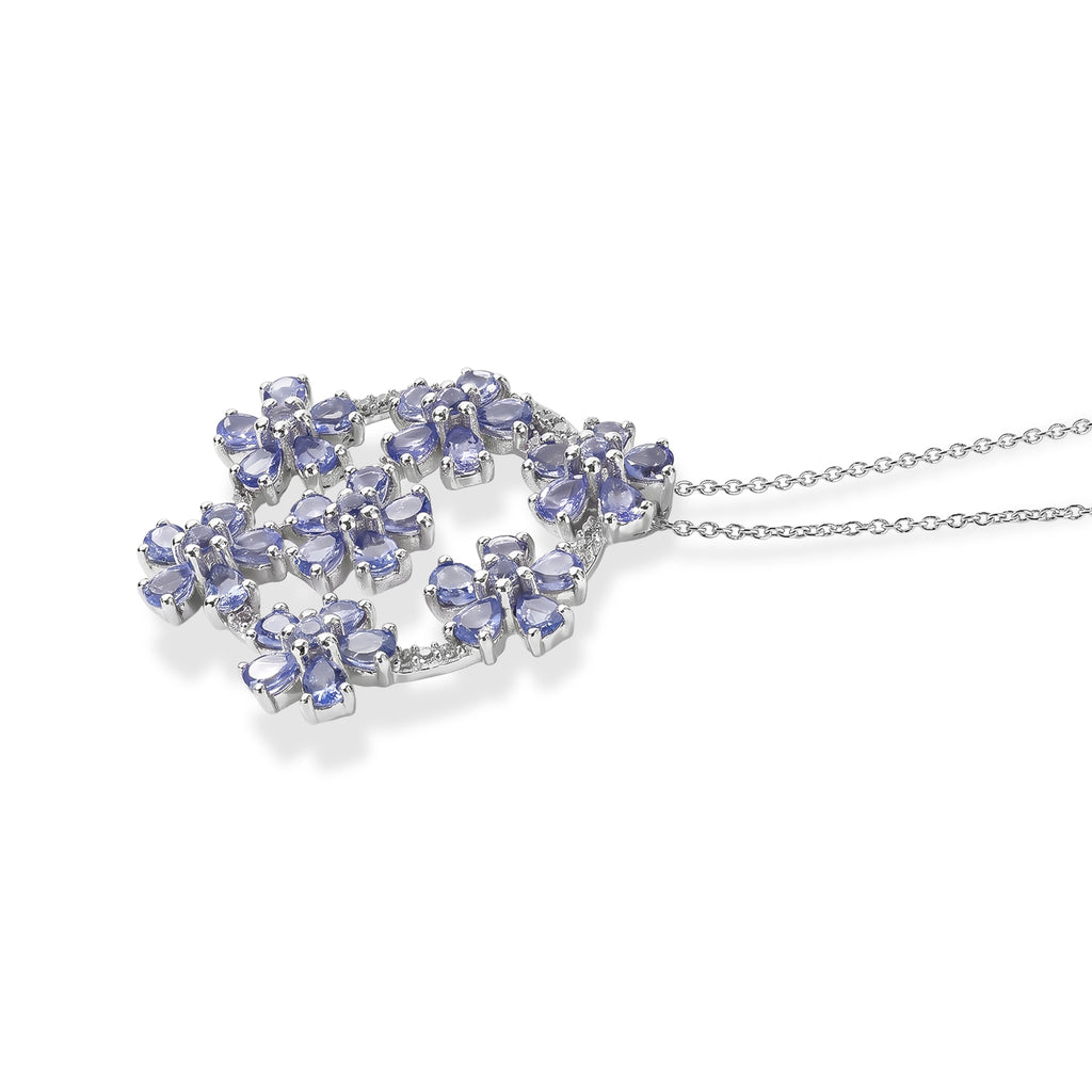 D'Joy Tansanit Schmuckset ca. 50 cm 925 Silber Rhodiniert ca. 6,01 ct.