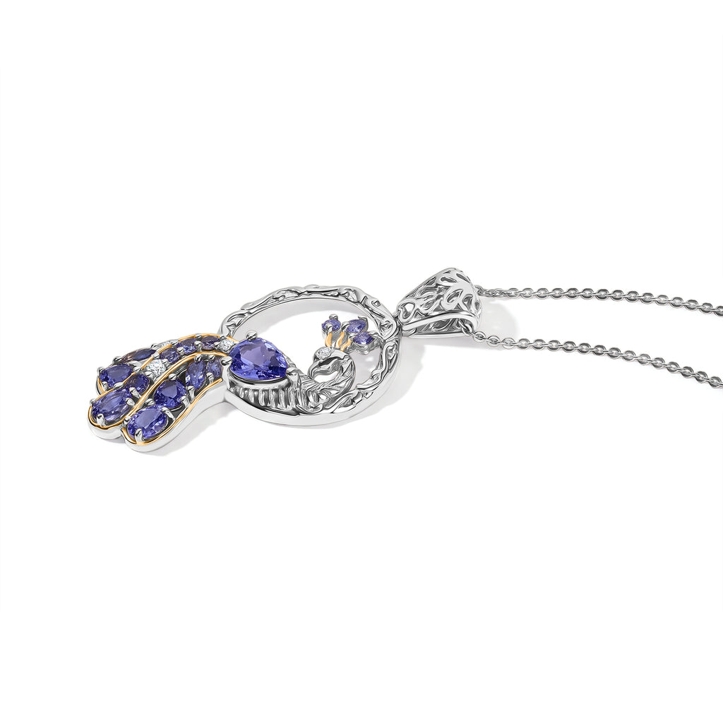 D'Joy Tansanit Schmuckset ca. 50 cm 925 Silber Rhodiniert, 925 Silber Rhodiniert und 750 Gelbgold Vermeil ca. 1,98 ct.