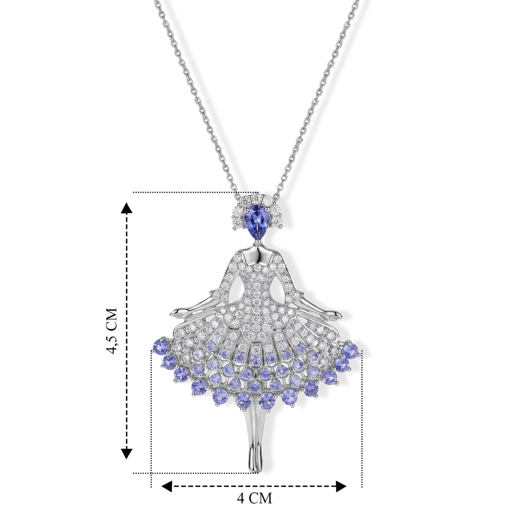D'Joy Tansanit Schmuckset ca. 50 cm 925 Silber Rhodiniert ca. 5,62 ct.