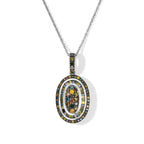 D'Joy Natürlicher Champagner Diamant, Blauer Diamant Schmuckset ca. 50 cm 925 Silber Rhodiniert ca. 0.93 ct