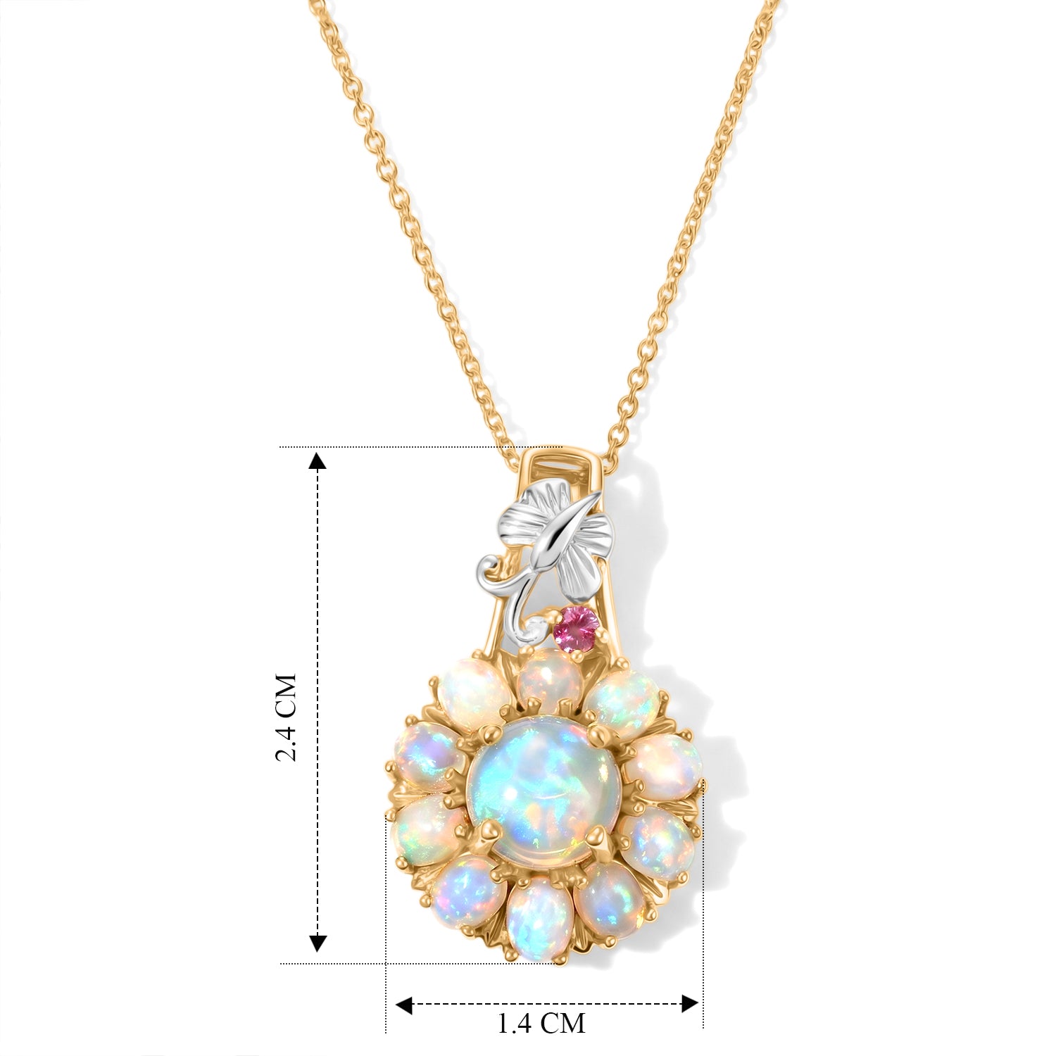 D'Joy AA Natürlicher, äthiopischer Welo Opal Schmuckset ca. 50 cm 925 Silber Rhodiniert, 925 Silber Rhodiniert und 750 Gelbgold Vermeil ca. 2,05 ct.
