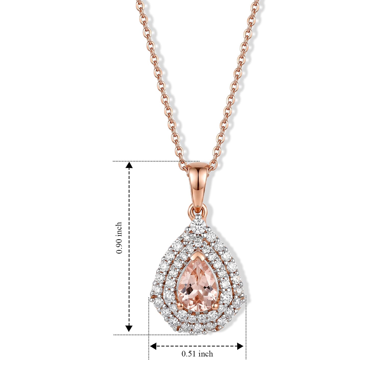 D'Joy AA Rosa Morganit, Moissanit Schmuckset ca. 45 cm 925 Silber 750 Roségold vermeil ca. 1,17 ct.