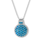 D'Joy Neon Apatit und Zirkon Halo Anhänger mit 50cm Kette, 925 Silber rhodiniert - 2,13 ct.