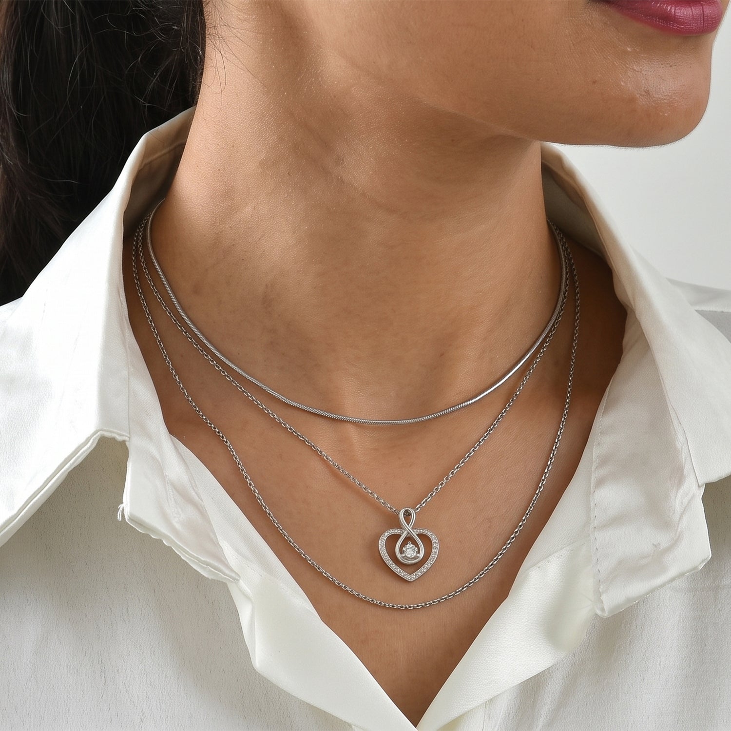EVER TRUE Weißer Diamant Schmuckset ca. 50 cm ca. 0,05 ct.