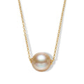 D'Joy AAA Goldene Südsee Perle (12-13 mm) Solitär Anhänger mit 50cm Kette, 925 Silber 750 Gelbgold Vermeil