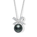 D'Joy Tahiti Perle, Moissanit Schmuckset ca. 45 cm 925 Silber Rhodiniert 0.10 ct