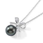 D'Joy Tahiti Perle, Moissanit Schmuckset ca. 45 cm 925 Silber Rhodiniert 0.10 ct