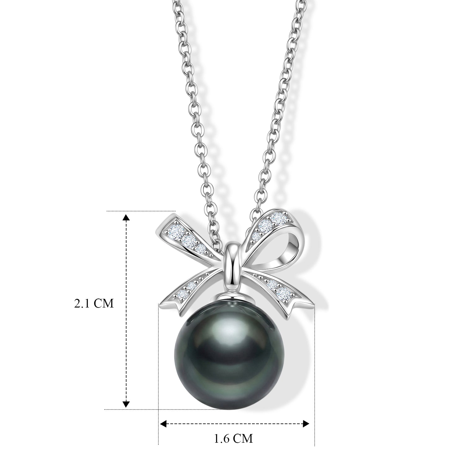 D'Joy Tahiti Perle und Moissanit Anhänger mit 45cm Kette, 925 Silber rhodiniert