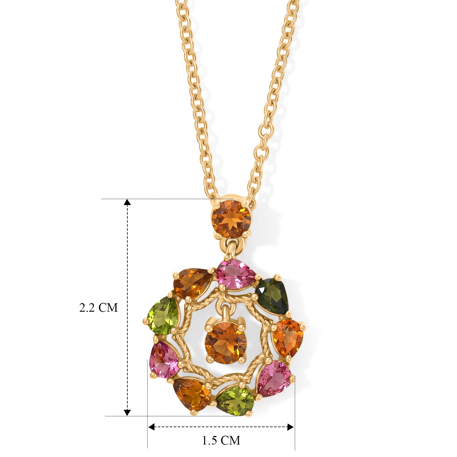 EVER TRUE AA Mehrfarbiger-Turmalin Anhänger mit Kette, ca. 50 cm ca. 2.01 ct
