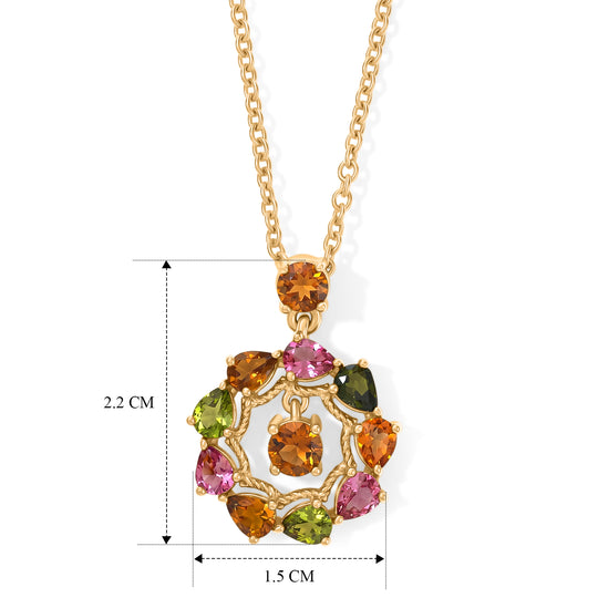 EVER TRUE AA Mehrfarbiger-Turmalin Anhänger mit Kette, ca. 50 cm ca. 2.01 ct