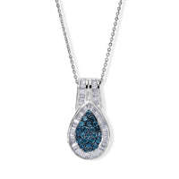 D'Joy Blauer Diamant (IR) Schmuckset ca. 50 cm 925 Silber Rhodiniert ca. 1.00 ct