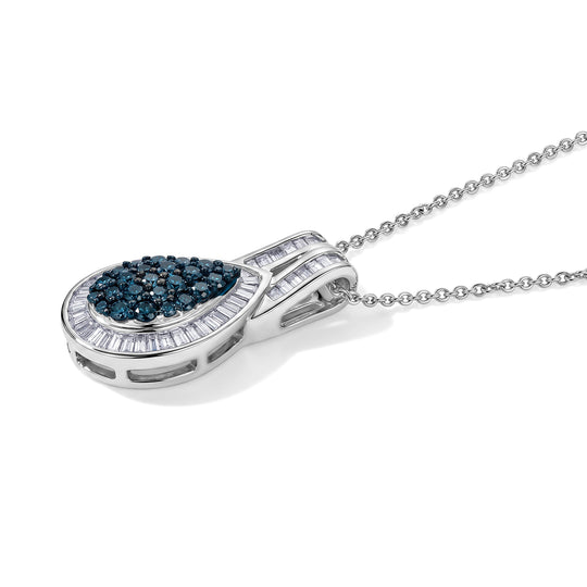 D'Joy Blauer Diamant (IR) Schmuckset ca. 50 cm 925 Silber Rhodiniert ca. 1.00 ct