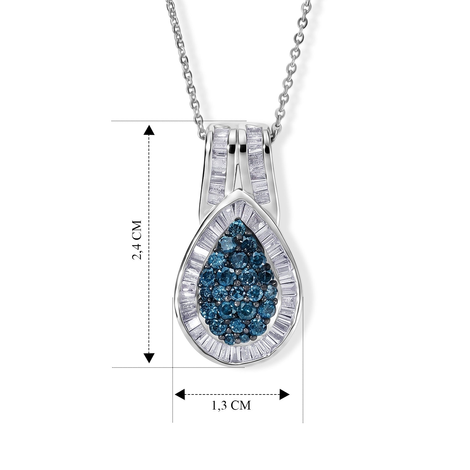 D'Joy Blauer Diamant (IR) Schmuckset ca. 50 cm 925 Silber Rhodiniert ca. 1.00 ct