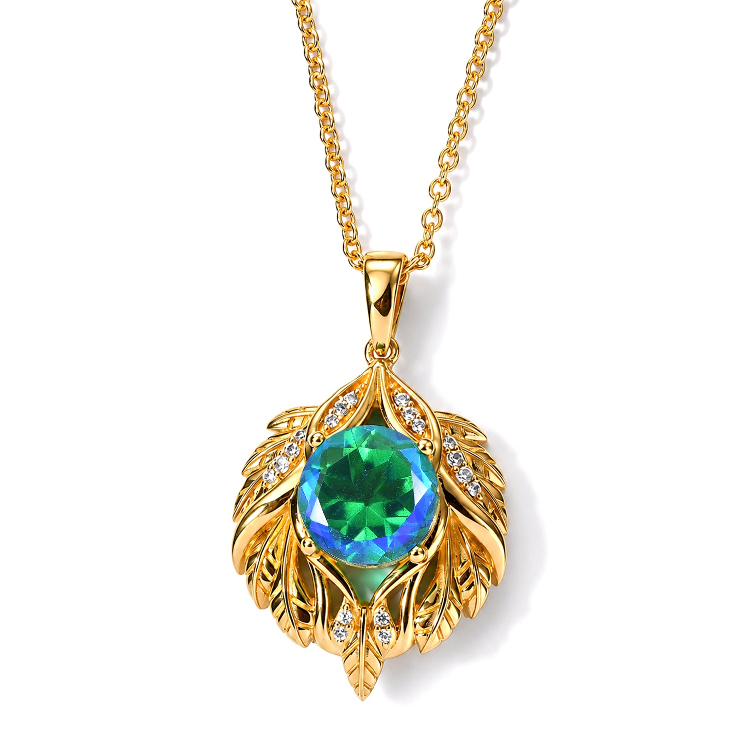 EVER TRUE Pfau Quarz Triplette, Weißer Zirkon Schmuckset ca. 50 cm ca. 3,78 ct.
