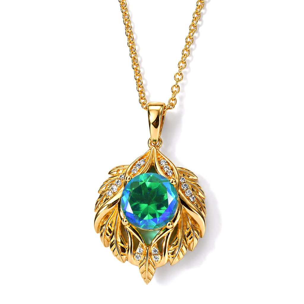 EVER TRUE Pfau Quarz Triplette, Weißer Zirkon Schmuckset ca. 50 cm ca. 3,78 ct.