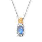 D'Joy Regenbogen Mondstein Schmuckset ca. 50 cm 925 Silber Gold, 925 Silber Platiniert und vergoldet ca. 2,17 ct.