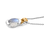 D'Joy Regenbogen Mondstein Schmuckset ca. 50 cm 925 Silber Gold, 925 Silber Platiniert und vergoldet ca. 2,17 ct.