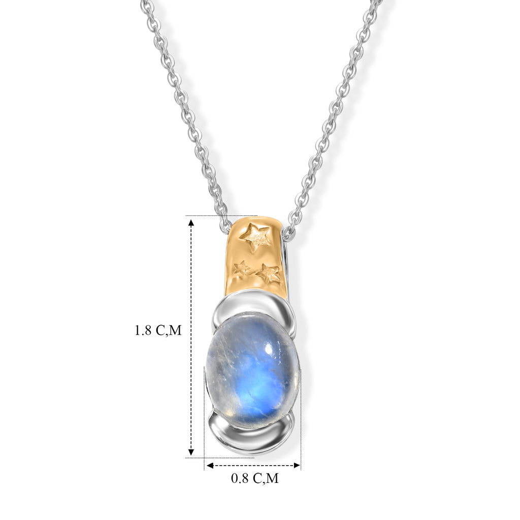 D'Joy Regenbogen Mondstein Schmuckset ca. 50 cm 925 Silber Gold, 925 Silber Platiniert und vergoldet ca. 2,17 ct.