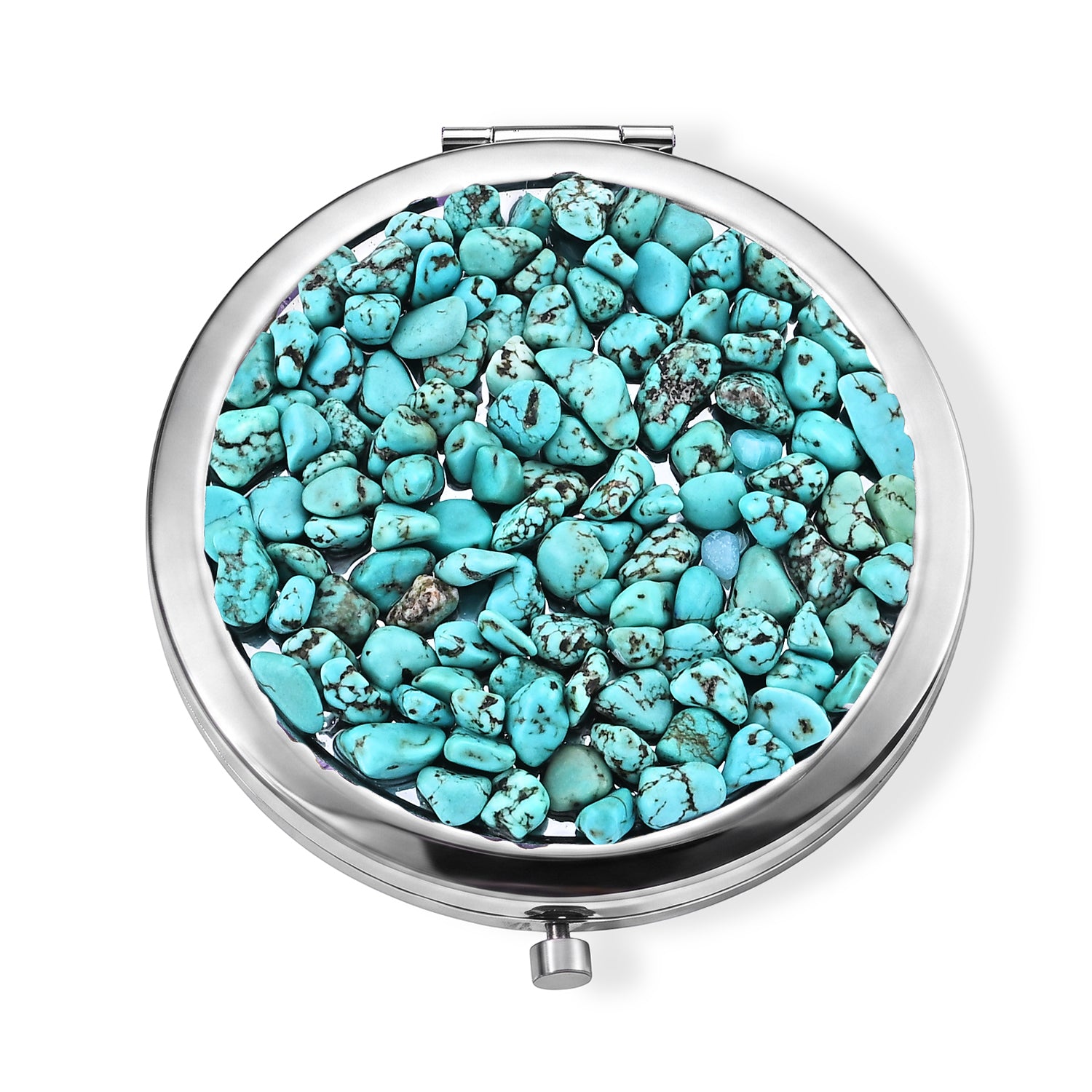 Howlith Anhänger mit 50+5cm Edelstahl Kette und Taschenspiegel, Legierung - 41 ct.