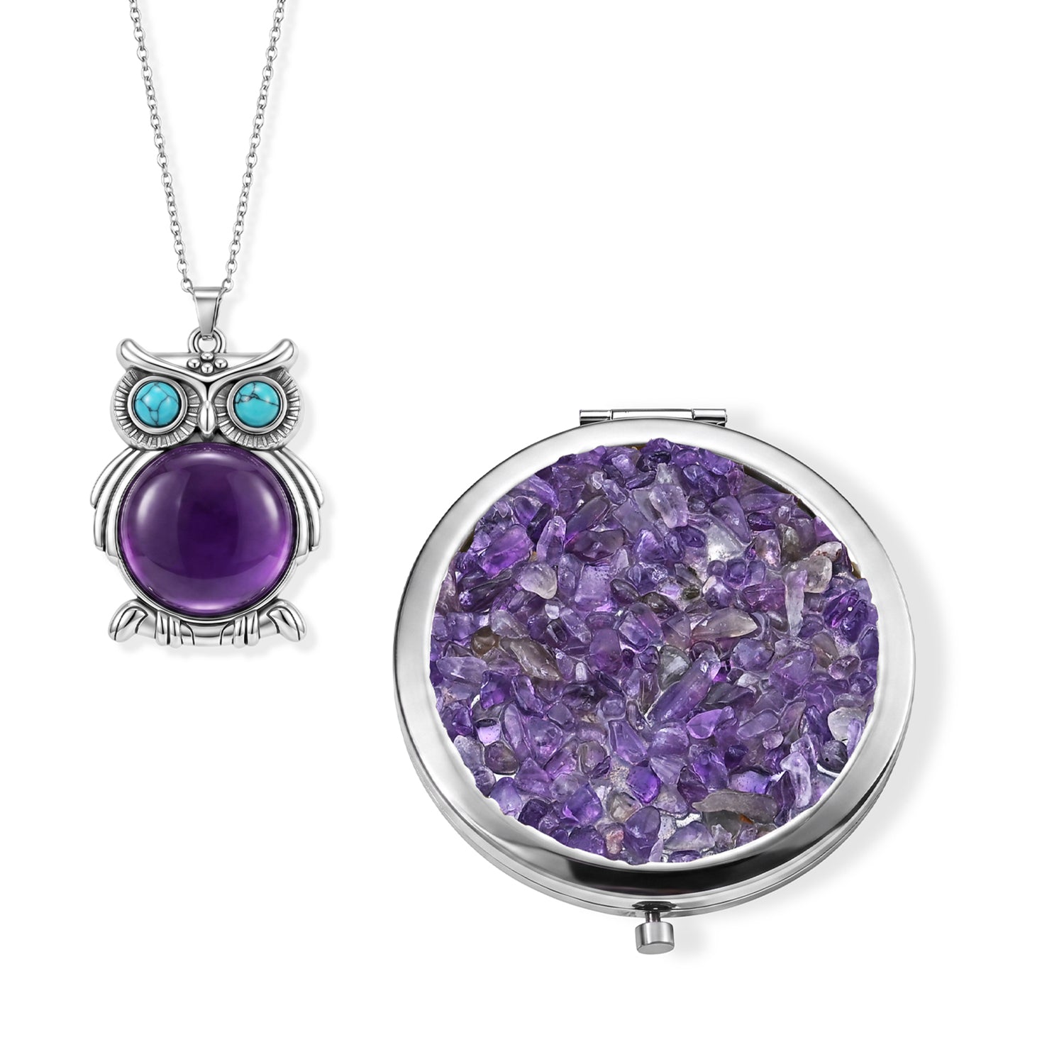 Afrikanischer Amethyst, Grüner Howlit Schmuckset ca. 50 cm 50.51 ct