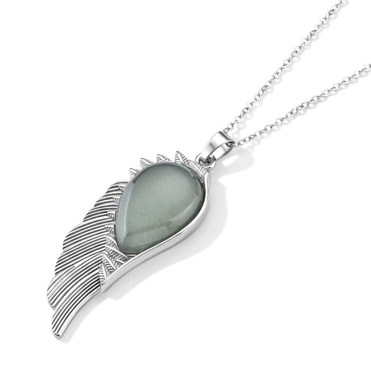 Grüner Aventurin Anhänger mit 50+5cm Edelstahl Kette und Taschenspiegel, Legierung - 45 ct.