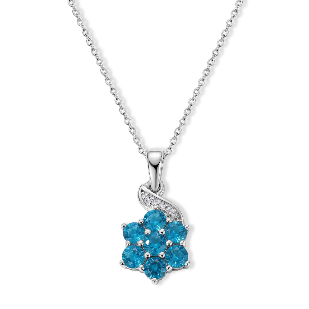 D'Joy Neon Apatit und Zirkon Anhänger mit 50cm Kette, 925 Silber platiniert - 0,87 ct.
