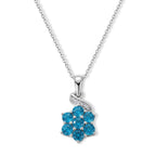 D'Joy Neon Apatit und Zirkon Anhänger mit 50cm Kette, 925 Silber platiniert - 0,87 ct.