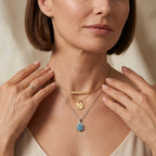 D'Joy Neon Apatit und Zirkon Anhänger mit 50cm Kette, 925 Silber platiniert - 0,87 ct.