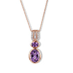D'Joy AAA Rose De France Amethyst und Zirkon Anhänger mit 50cm Kette, 925 Silber rosévergoldet - 3,05 ct.